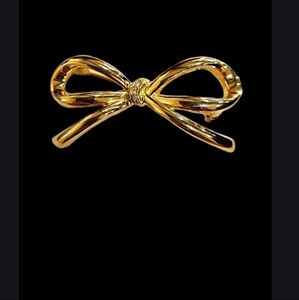 Gold BOW Rhinestone Center Brooch Pin‎